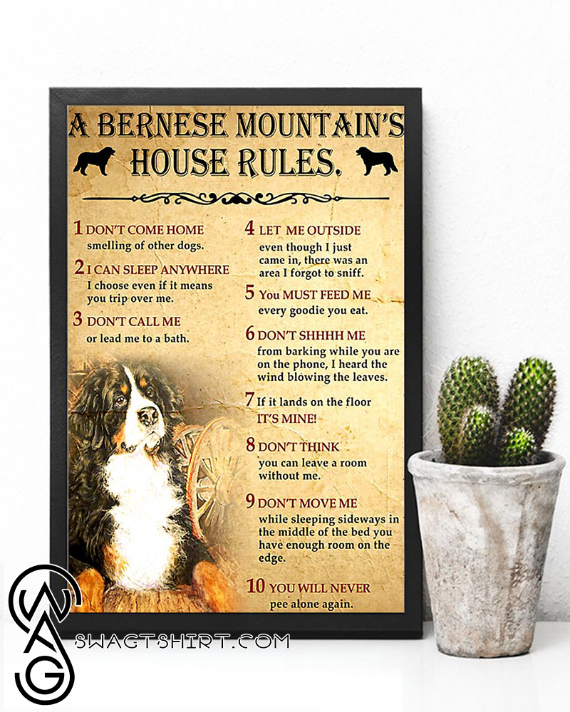 A bernese mountain's house rules poster