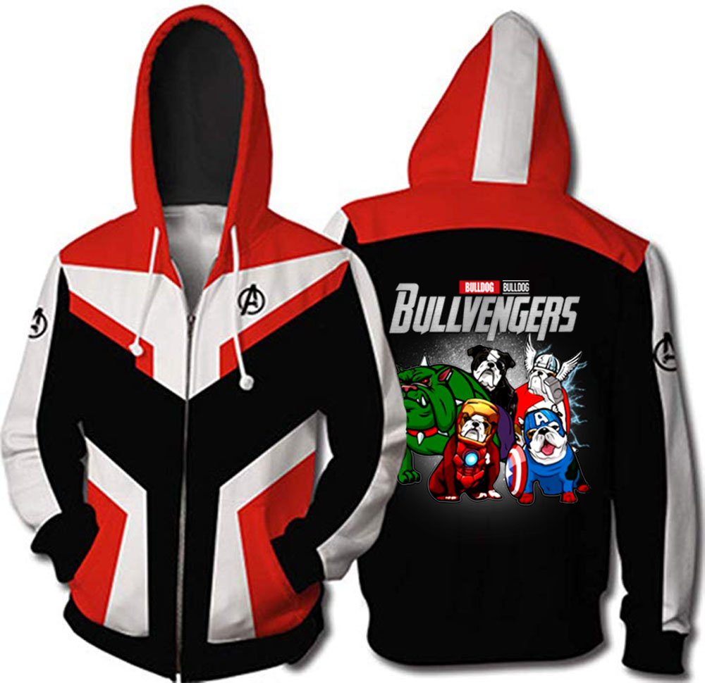 Avengers endgame bulldog bullvengers full printing zip hoodie 1