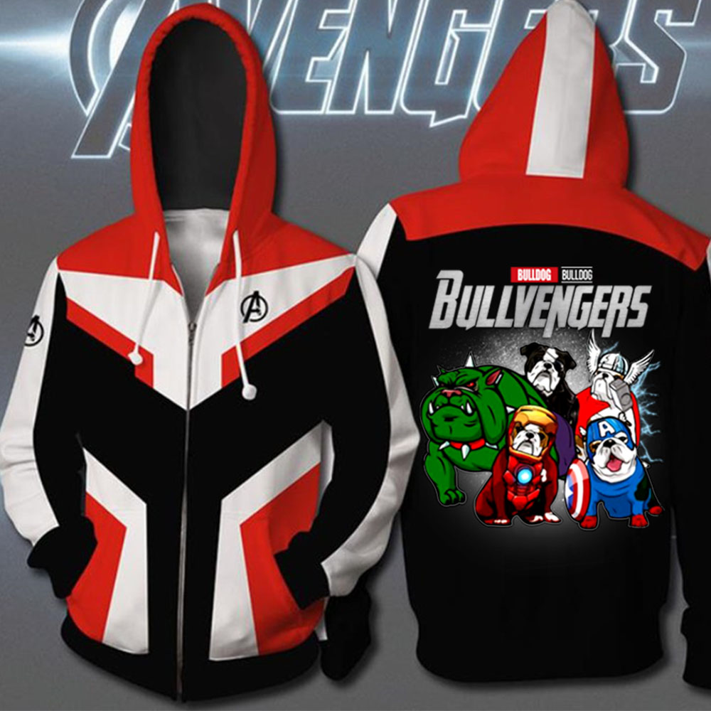 Avengers endgame bulldog bullvengers full printing zip hoodie 2