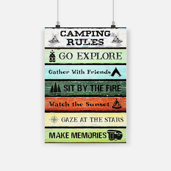 Camping rules go explore gather with friends poster 2