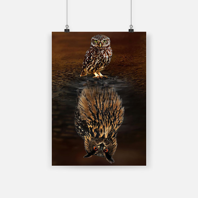 Owl water reflection poster 1