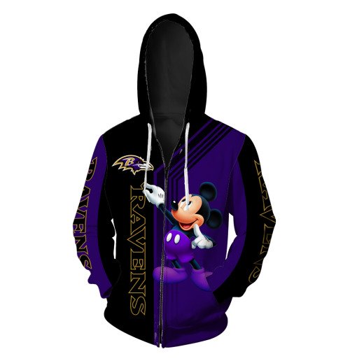 Baltimore ravens mickey mouse all over print zip hoodie