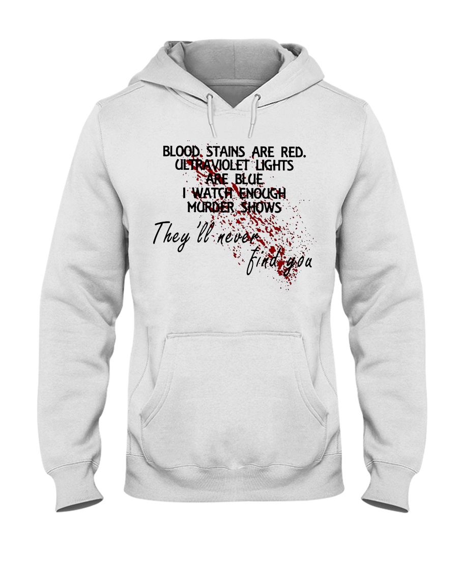 Blood stains are red ultraviolet lights are blue hoodie