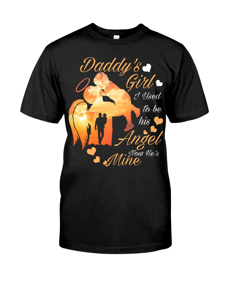 Daddy's girl i used to be his angel now he's mine angel wings guy shirt