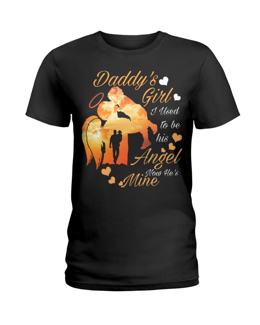 Daddy's girl i used to be his angel now he's mine angel wings lady shirt