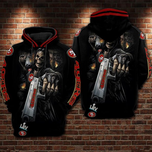 Death skull san francisco 49ers super bowl all over print hoodie
