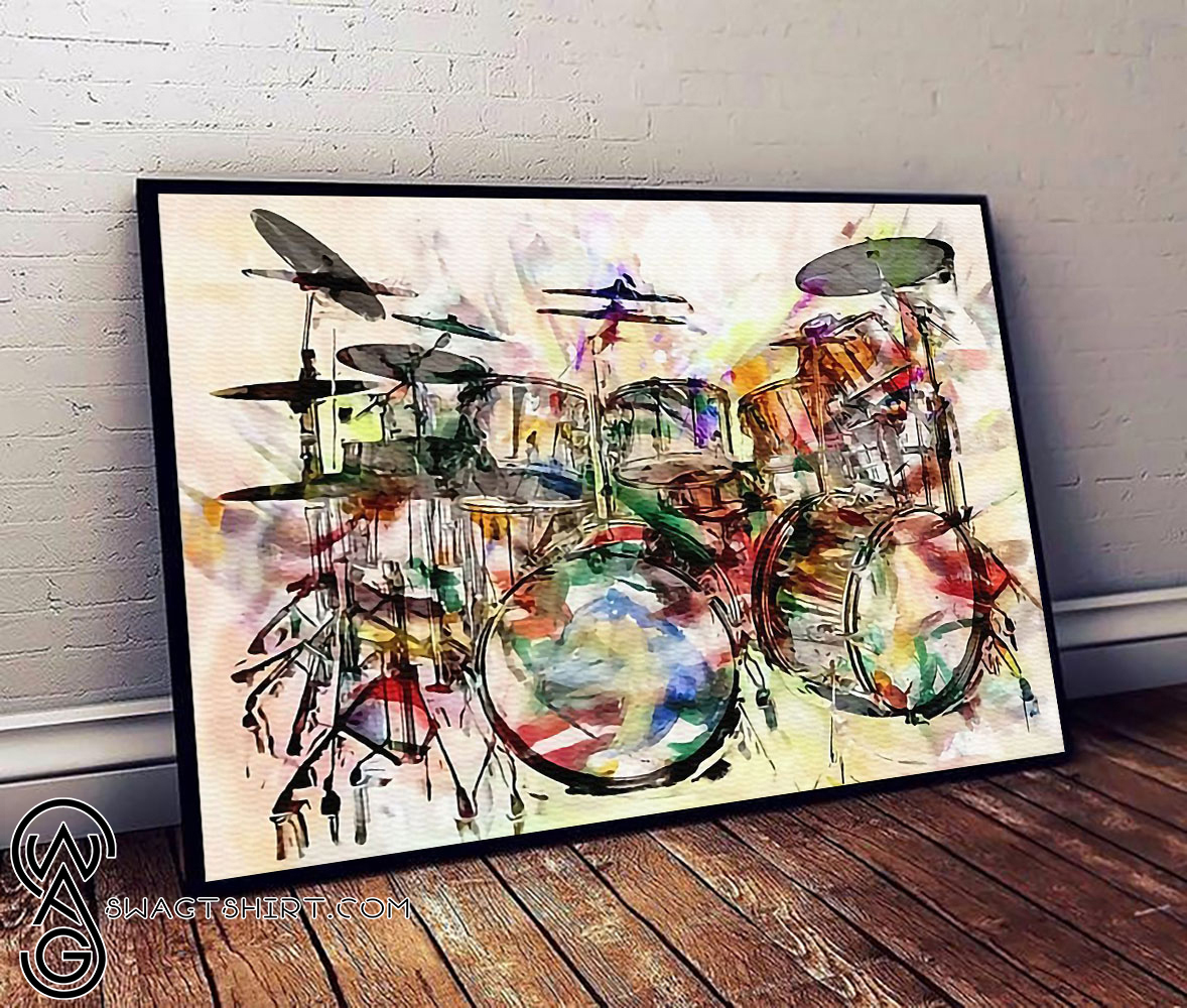 Drums set art watercolor poster