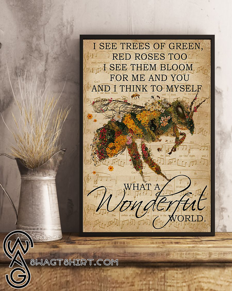Floral music sheet bee i see trees of green poster