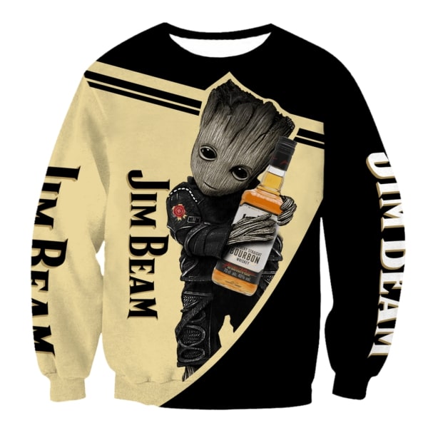 Groot hug jim beam whiskey full printing sweatshirt