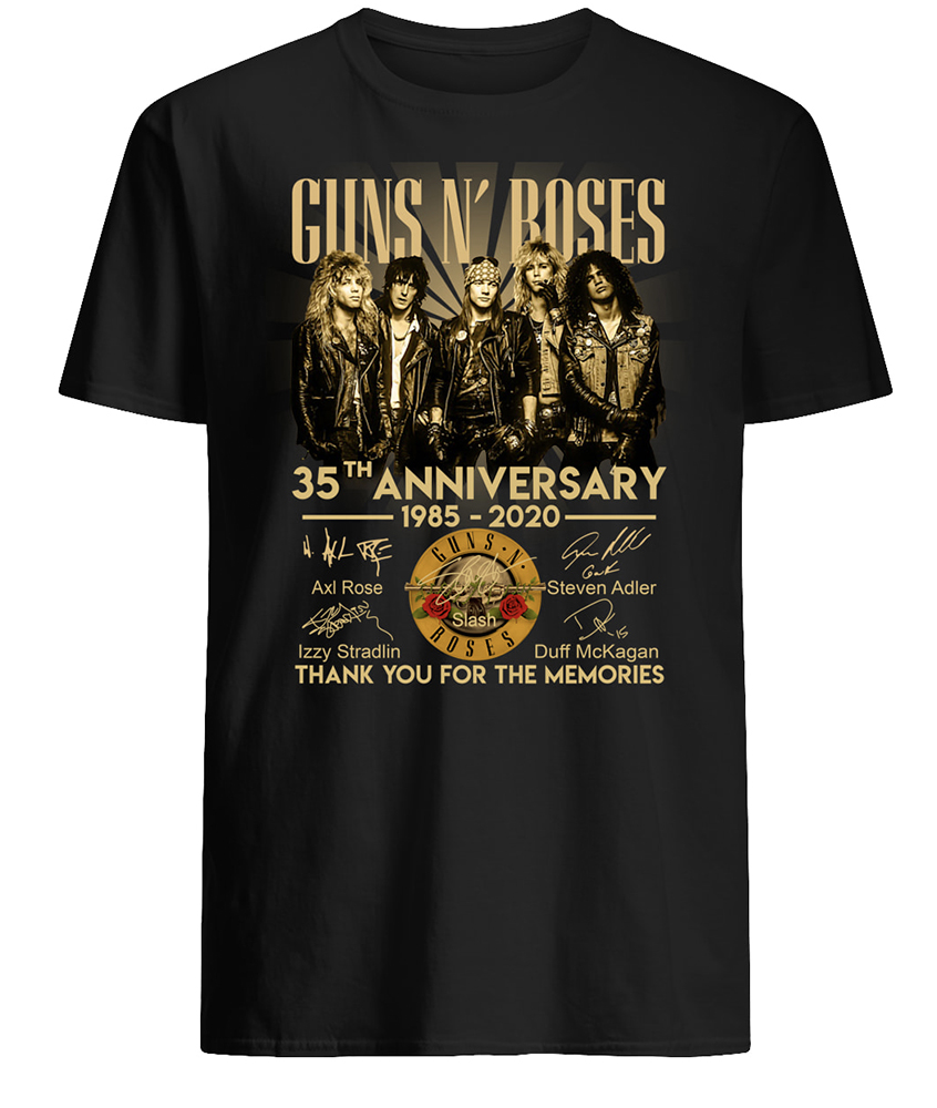 Guns n' roses 35th anniversary 1985-2020 signatures mens shirt