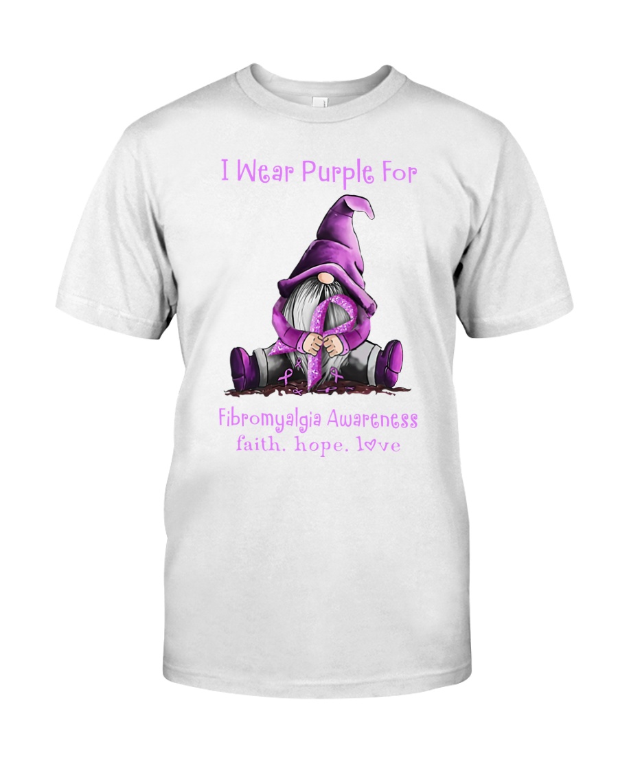 I wear purple for fibromyalgia awareness faith hope love guy shirt