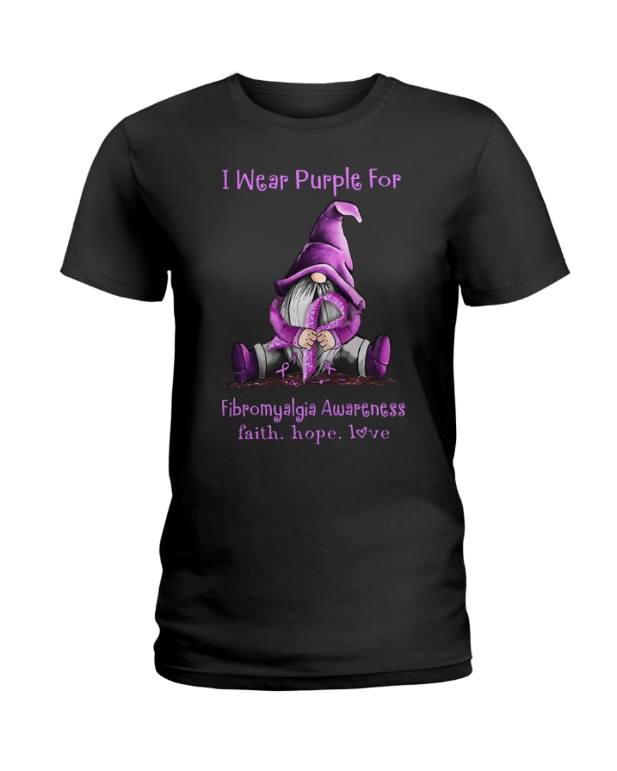 I wear purple for fibromyalgia awareness faith hope love lady shirt