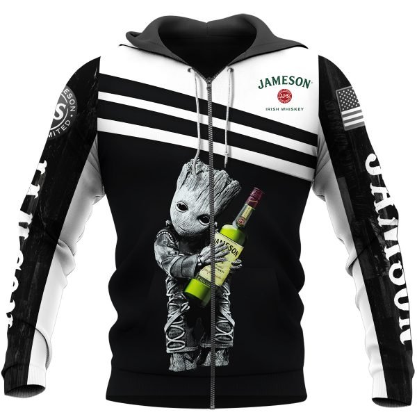 Jameson irish whiskey groot full printing zip hoodie