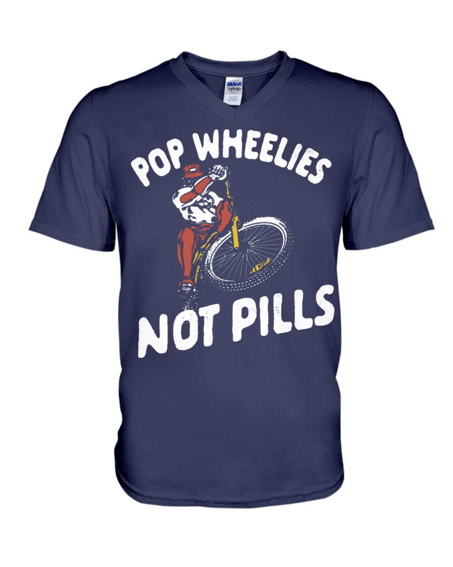 Pop wheelies not pills bicycle v-neck