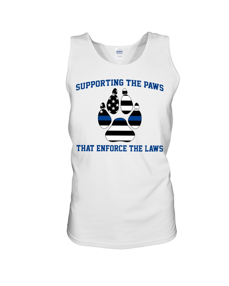 Supporting the paws that enforce the laws american flag tank top