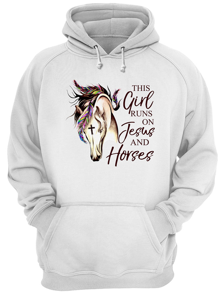 This girl runs on jesus and horses hoodie