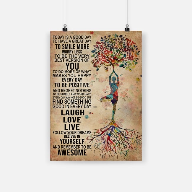 Tree yoga find something good in everyday laugh love live portrait poster 1