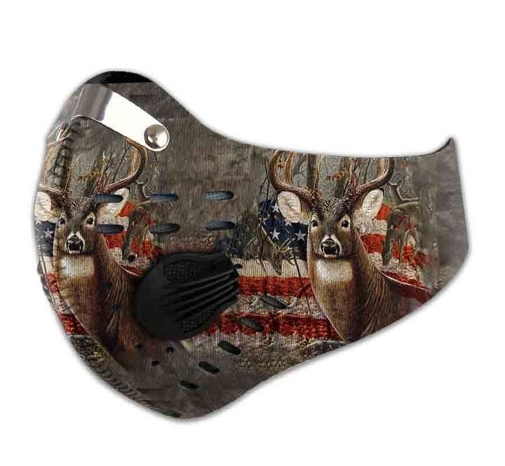 American flag deer hunting filter activated carbon face mask 1