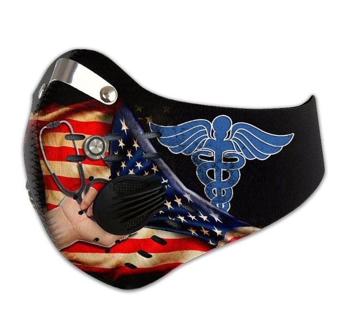 American flag nurse cna filter activated carbon face mask 2