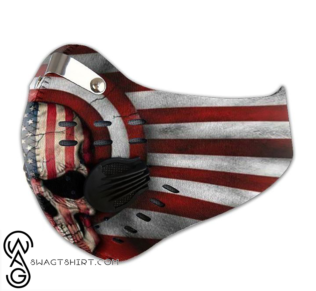 American flag skull filter activated carbon face mask