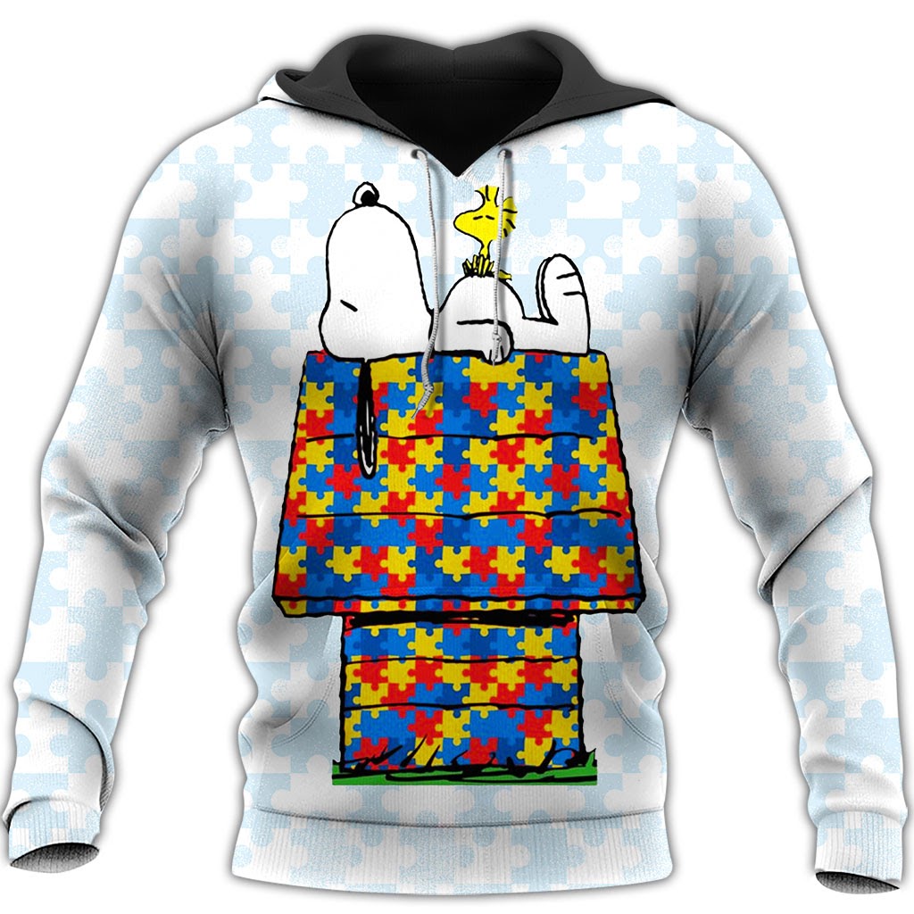 Autism awareness snoopy full over print hoodie