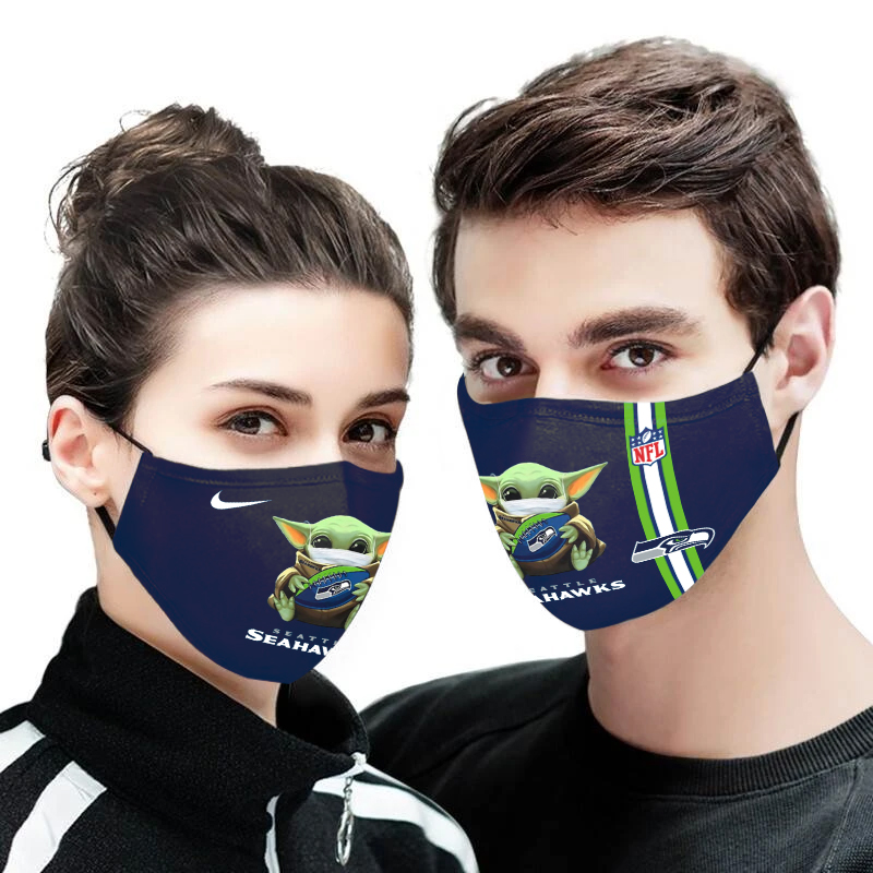 Baby yoda seattle seahawks full printing face mask 4