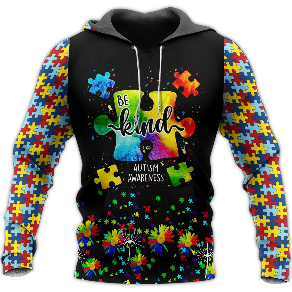 Be kind autism awareness full over print hoodie