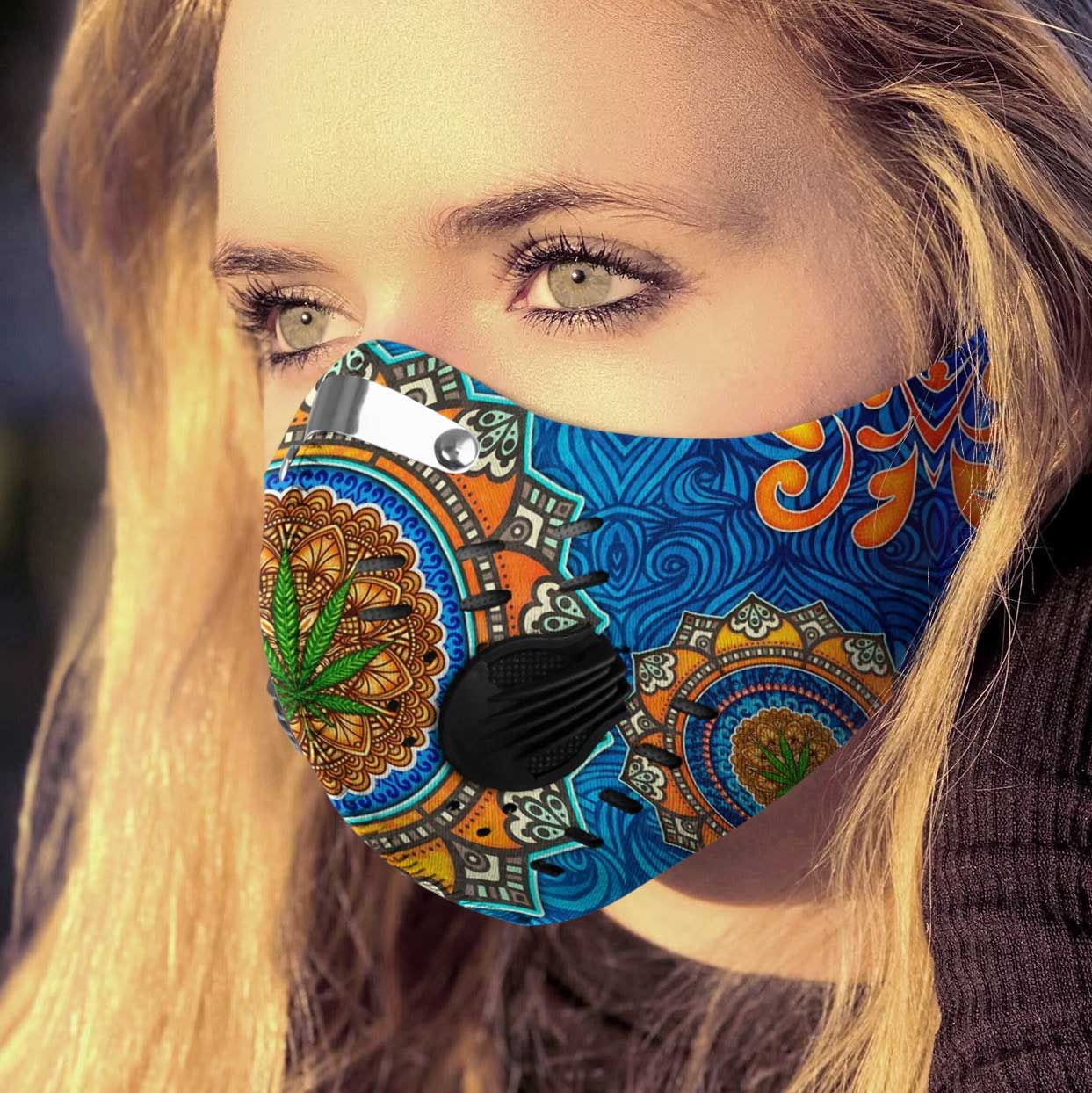 Cannabis fantasy world carbon pm 2,5 face mask 3