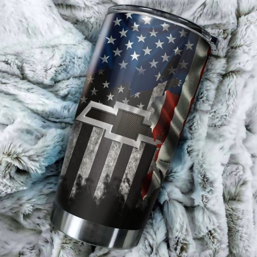 Chevrolet american flag all over printed steel tumbler 2