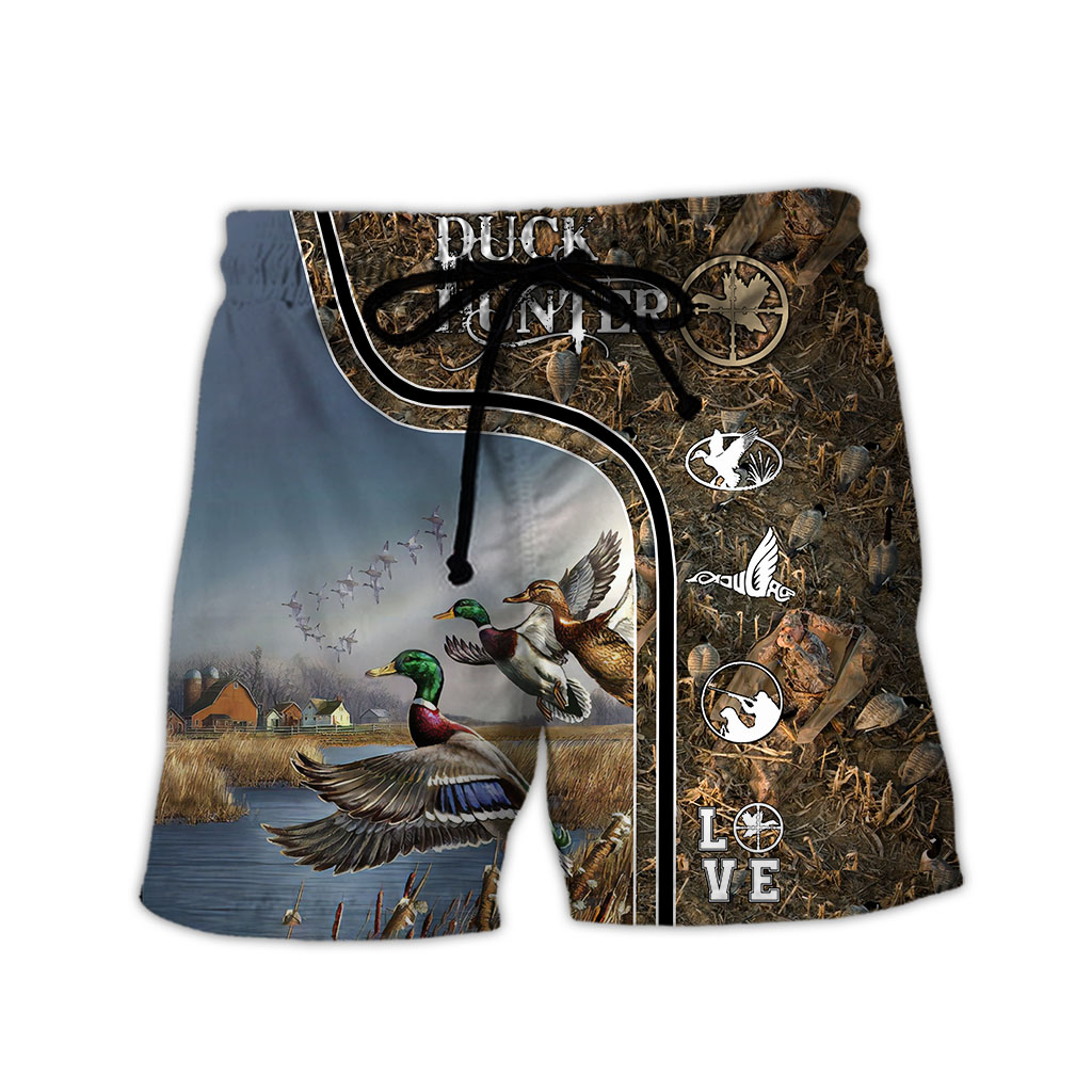 Duck hunter hunting camo full over print shorts