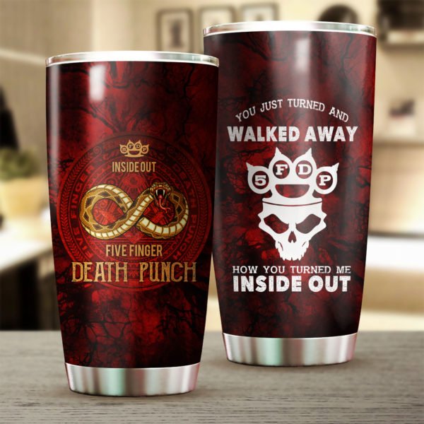 Five finger death punch inside out all over printed steel tumbler 4