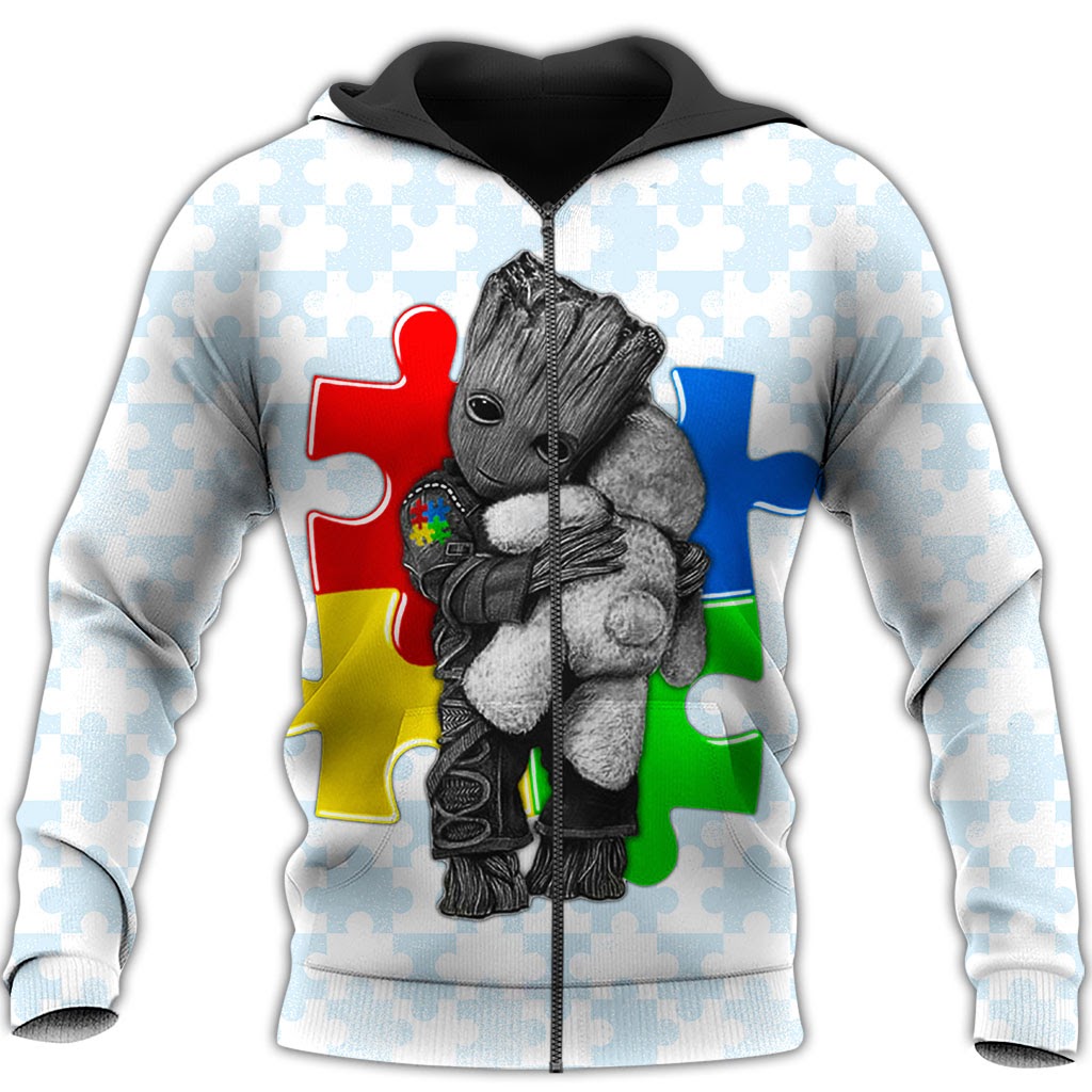 Groot autism awareness full over print zip hoodie