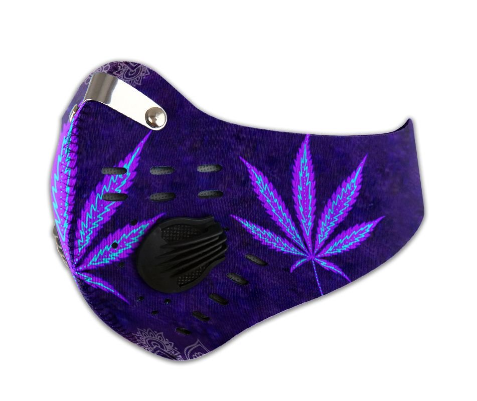 Hippie cannabis purple leaf carbon pm 2,5 face mask 3