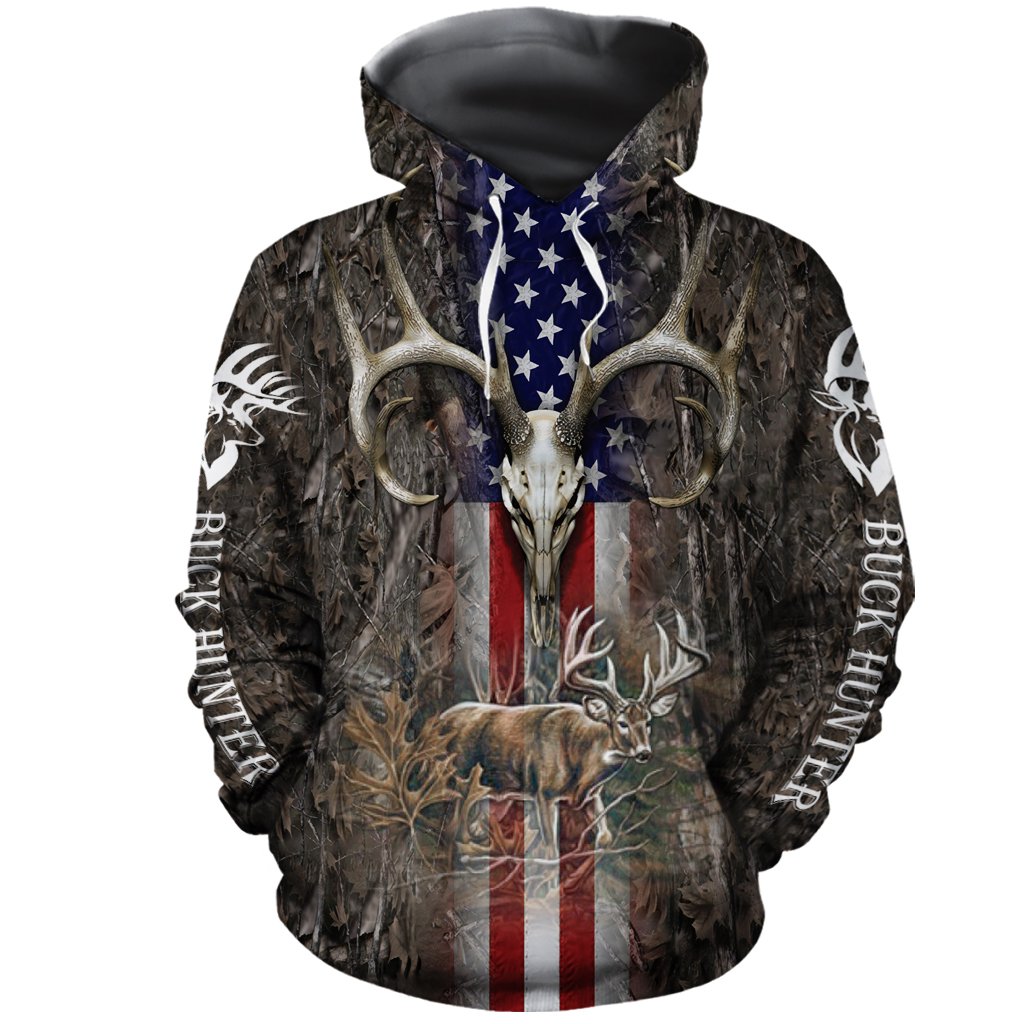 Hunter legend deer hunting camo full over printed hoodie