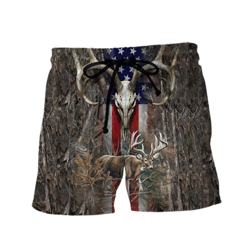Hunter legend deer hunting camo full over printed shorts