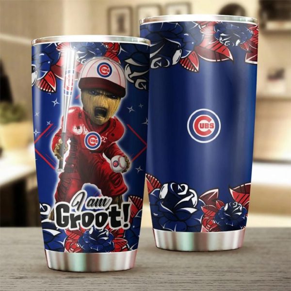 I'm groot chicago cubs all over printed steel tumbler 4