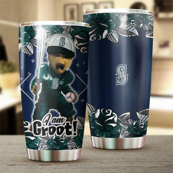 I'm groot seattle mariners all over printed steel tumbler 1