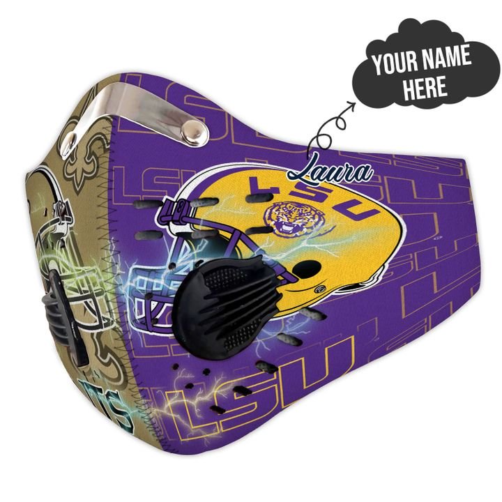 LSU tigers and new orleans saints filter activated carbon face mask 4
