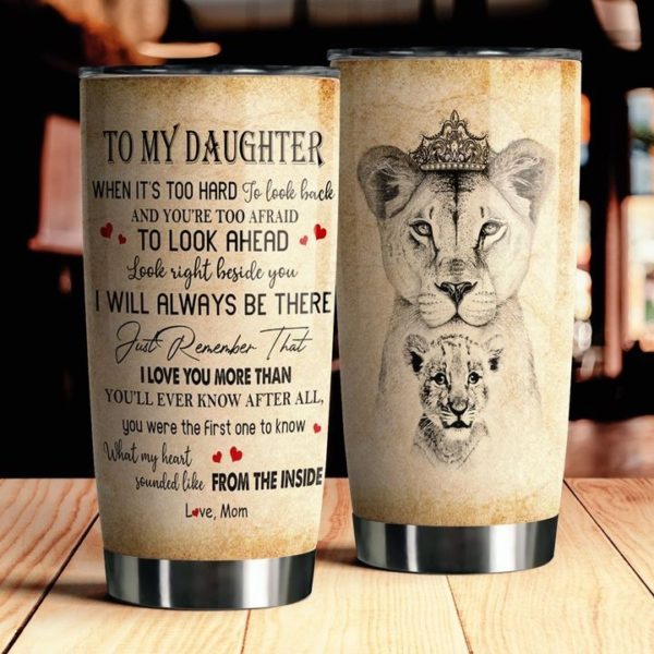 Lion to my daughter i love you all over print steel tumbler 1