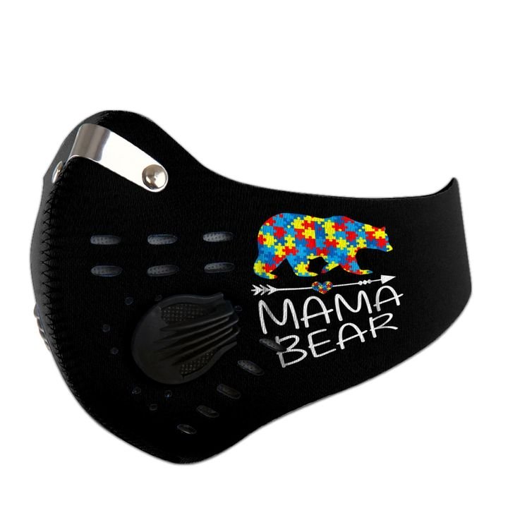 Mama bear autism awareness carbon pm 2,5 face mask 4