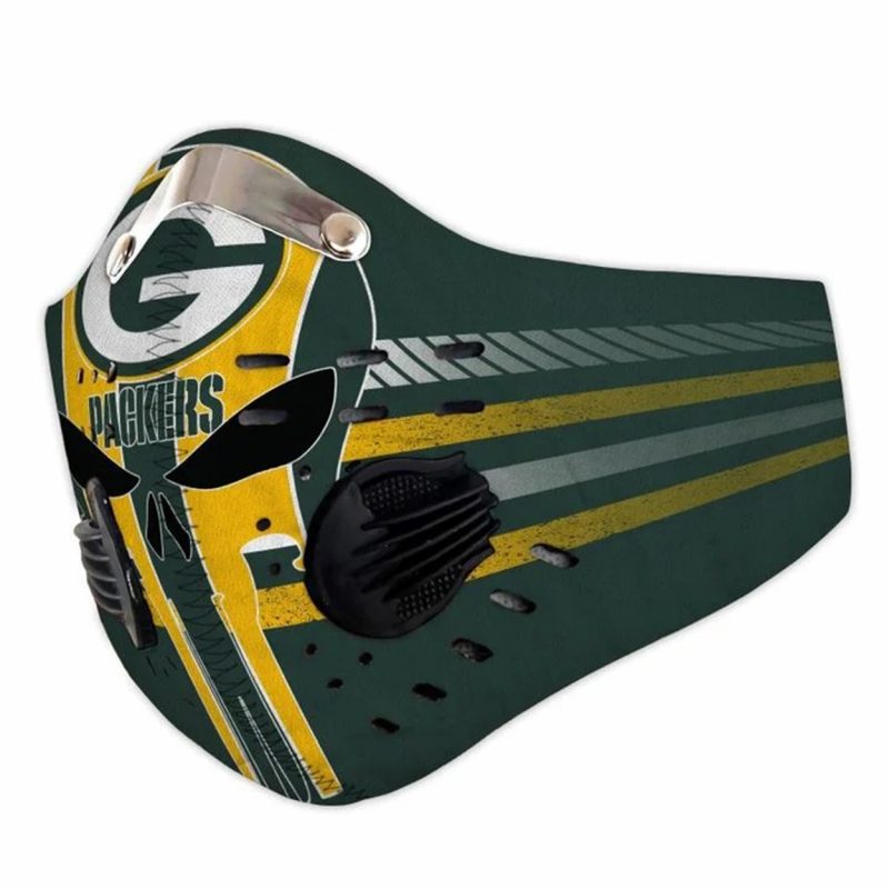 NFL green bay packers skull filter activated carbon face mask 2