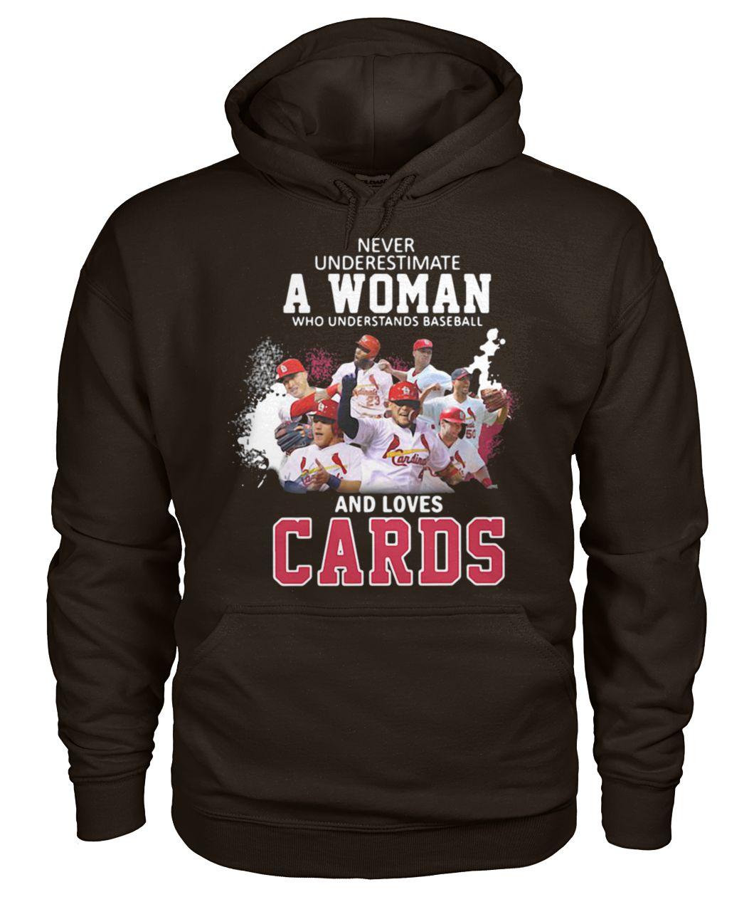 Never underestimate a woman who understands baseball and loves st louis cardinals hoodie