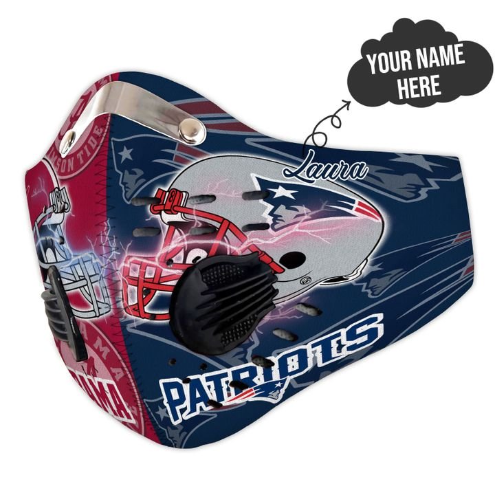 Personalized alabama crimson tide and new england patriots filter activated carbon face mask 3