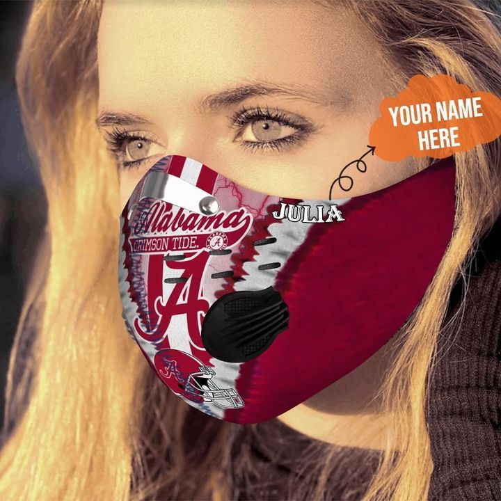 Personalized alabama crimson tide team filter activated carbon face mask 4