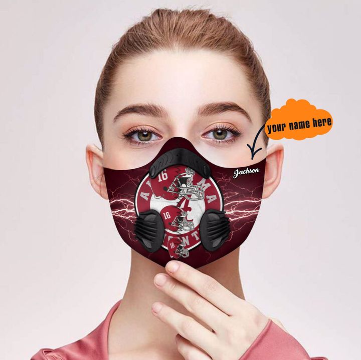 Personalized alabama crimson tide team nfl filter activated carbon face mask 2