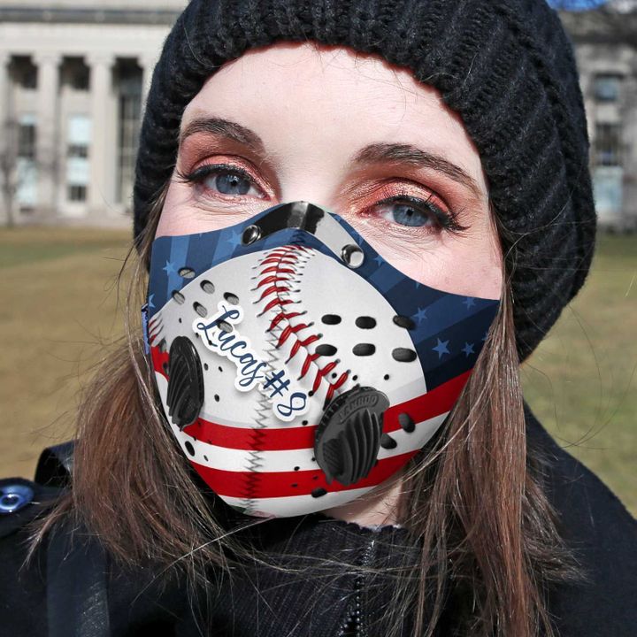 Personalized american flag baseball filter activated carbon face mask 3