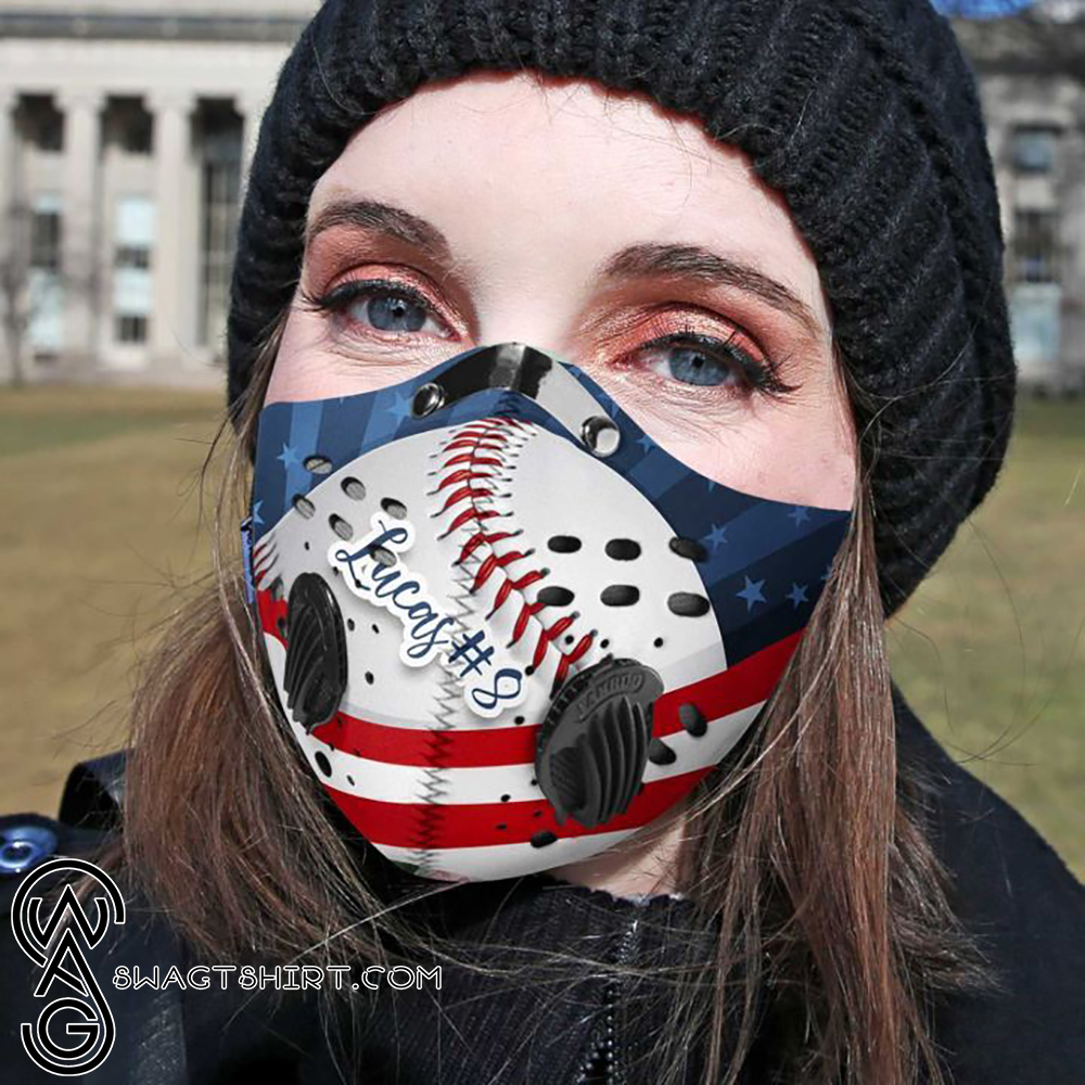 Personalized american flag baseball filter activated carbon face mask