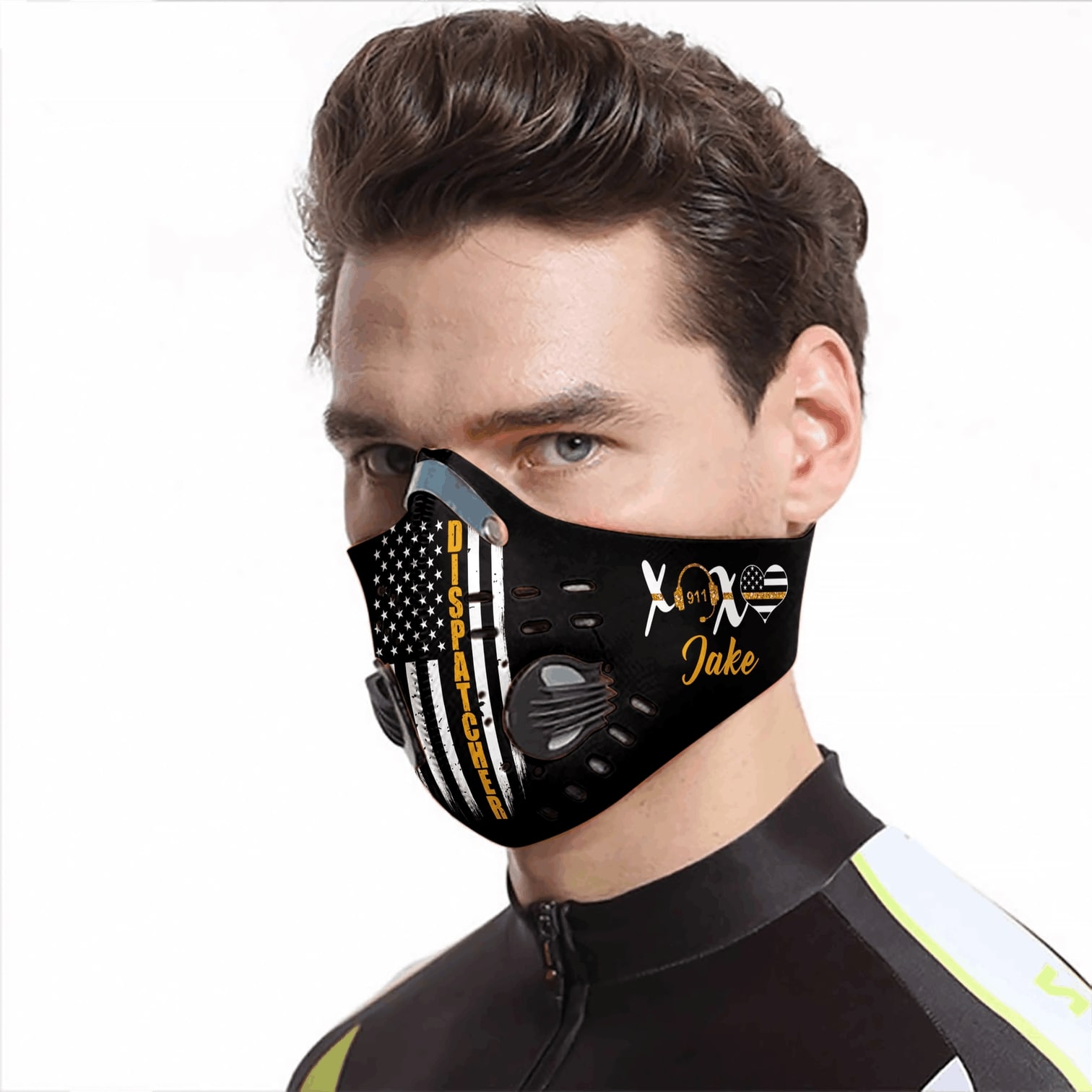Personalized american flag dispatcher carbon pm 2,5 face mask 1