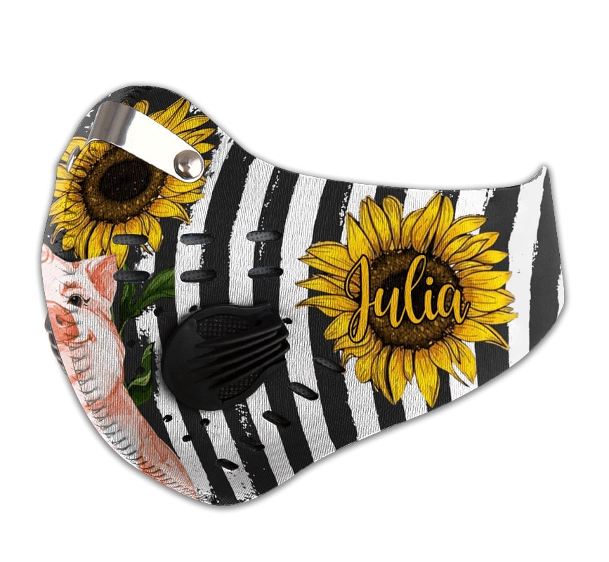 Personalized american flag sunflower pig carbon pm 2,5 face mask 2