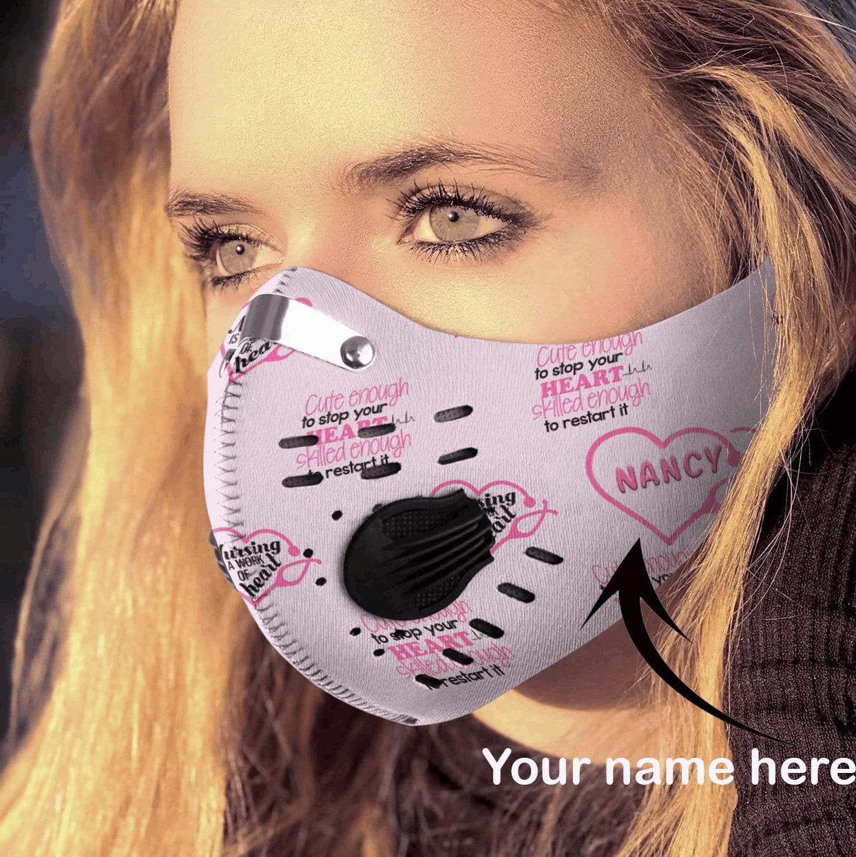 Personalized awesome nurse carbon pm 2,5 face mask 1